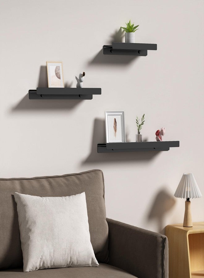 Danpoo Black Floating Shelves for Wall Metal Shelf Wall Mounted Shelves for Bathroom Small Shelves,16 inch - Image 3